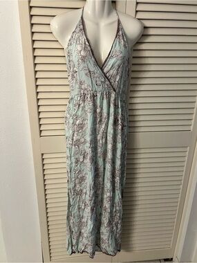 Angie Mint Green Floral Halter Maxi Dress